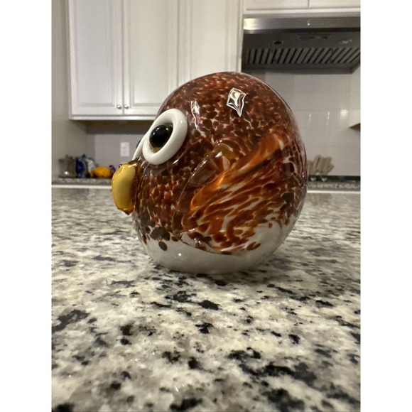 GCA Art Glass - Colorful Glass Cute Big Eye Owl Paper Weight Desk/Office ,3.75"T - Picture 5 of 7